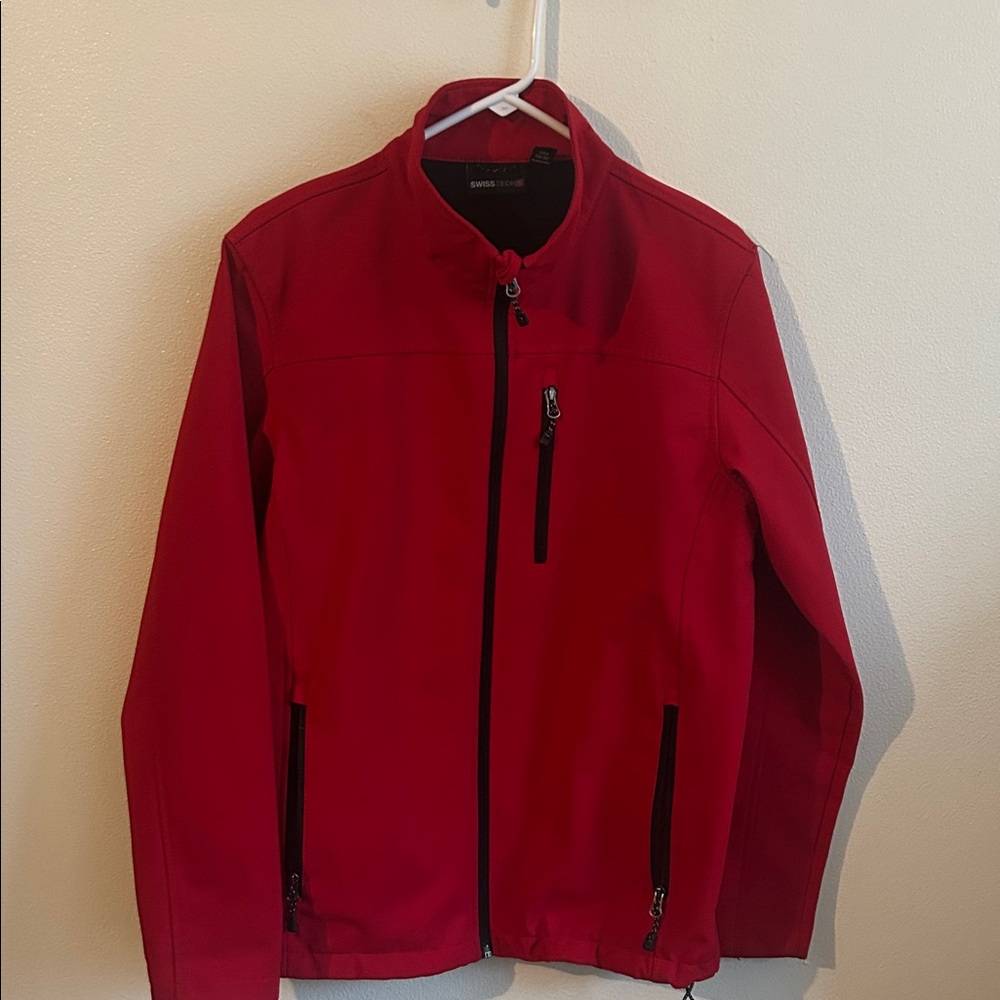 Swiss Tech S Soft Shell Red/Black Trim Zip Pockets Fleece Lining Jacket..SM47502